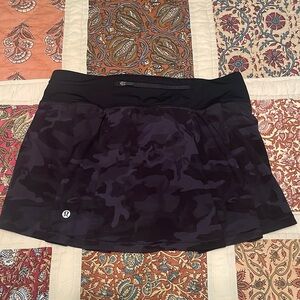 lululemon Pace Rival Skirt No Panels Black/Grey Camo Multi Size 6 regular